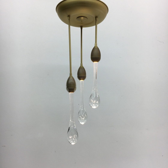 Image 1 of Mid-century design ceiling lamp murano glass drops 1970’s