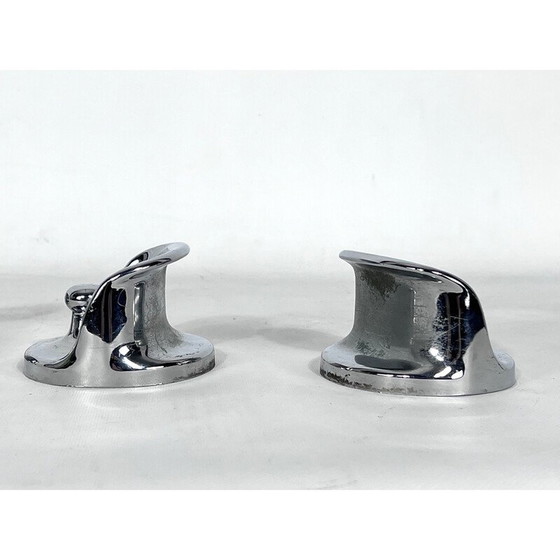 Image 1 of Set of 3 mid-century chrome and plastic coat hangers by Olaf Bohr for Kartell, 1960s