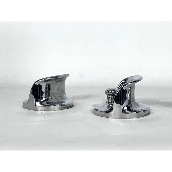 Image 1 of Set of 3 mid-century chrome and plastic coat hangers by Olaf Bohr for Kartell, 1960s