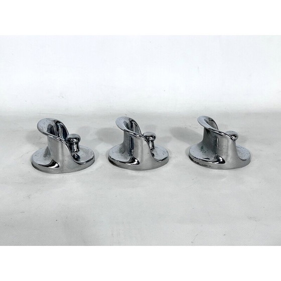 Image 1 of Set of 3 mid-century chrome and plastic coat hangers by Olaf Bohr for Kartell, 1960s