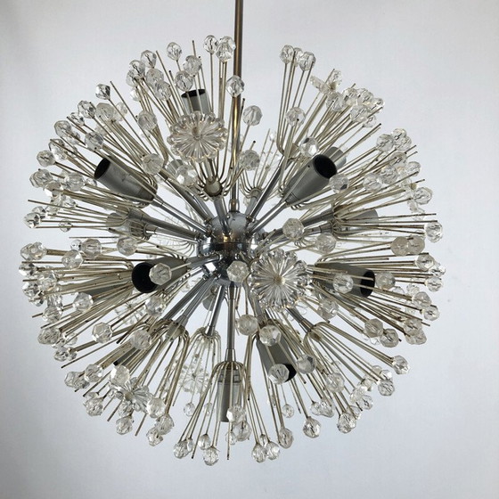 Image 1 of Vintage chrome and glass Sputnik chandelier by Emil Stejnar, 1970s