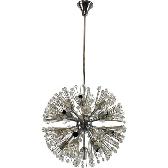 Image 1 of Vintage chrome and glass Sputnik chandelier by Emil Stejnar, 1970s