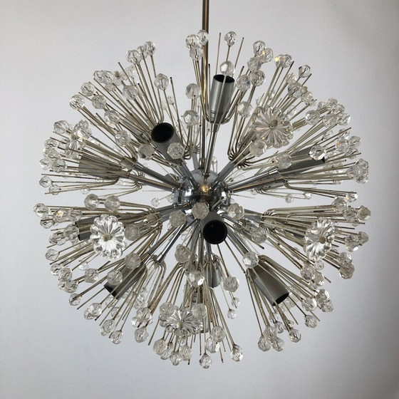 Image 1 of Vintage chrome and glass Sputnik chandelier by Emil Stejnar, 1970s