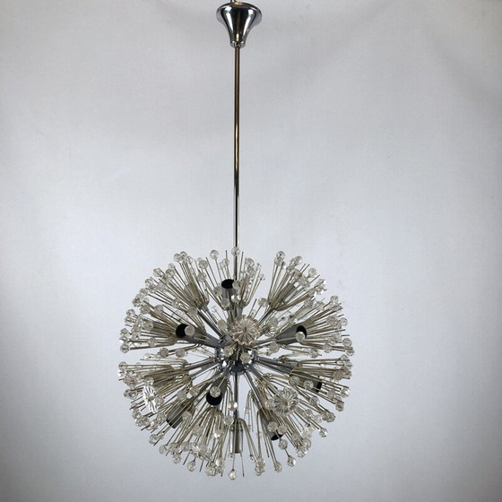 Image 1 of Vintage chrome and glass Sputnik chandelier by Emil Stejnar, 1970s