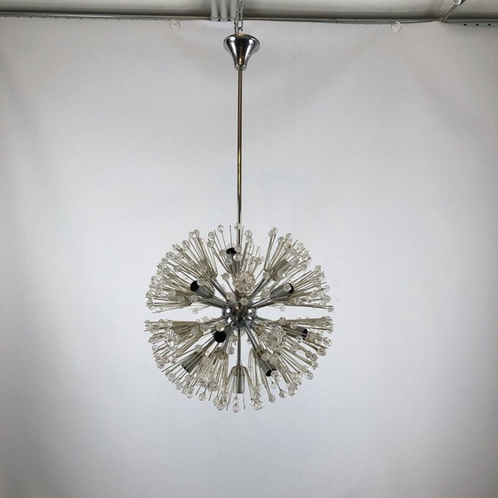 Image 1 of Vintage chrome and glass Sputnik chandelier by Emil Stejnar, 1970s
