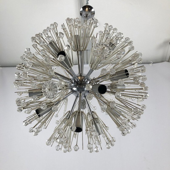 Image 1 of Vintage chrome and glass Sputnik chandelier by Emil Stejnar, 1970s