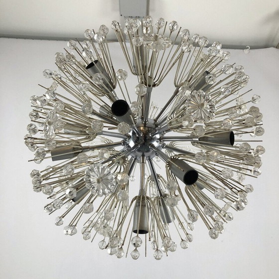 Image 1 of Vintage chrome and glass Sputnik chandelier by Emil Stejnar, 1970s