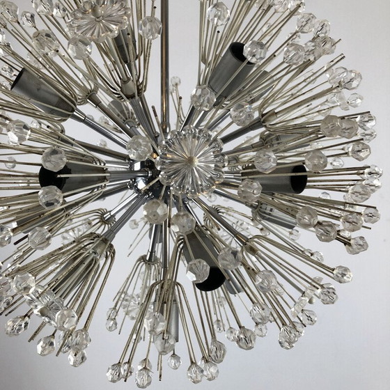 Image 1 of Vintage chrome and glass Sputnik chandelier by Emil Stejnar, 1970s