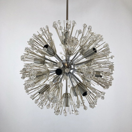 Image 1 of Vintage chrome and glass Sputnik chandelier by Emil Stejnar, 1970s