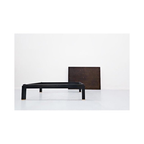 Image 1 of Vintage wood and brass side table by Jules Wabbes, Belgium 1960