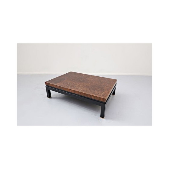 Image 1 of Vintage wood and brass side table by Jules Wabbes, Belgium 1960
