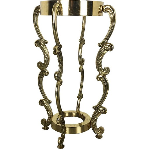 Vintage solid brass umbrella stand Hollywood Regency Italy 1970s