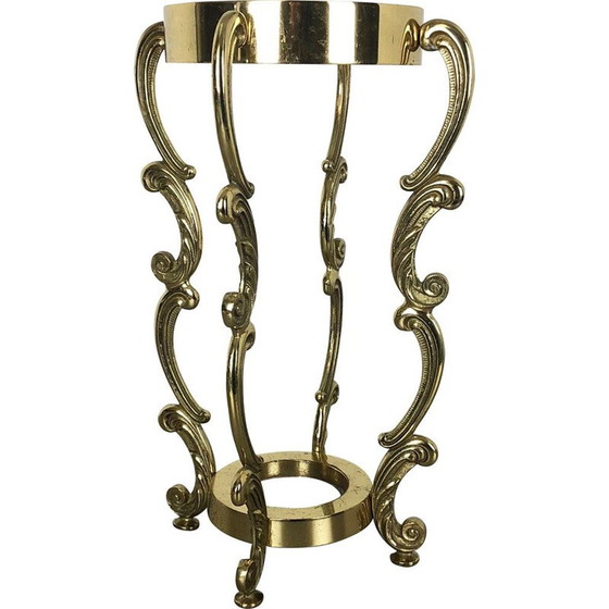 Image 1 of Vintage solid brass umbrella stand Hollywood Regency Italy 1970s