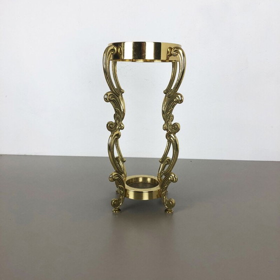 Image 1 of Vintage solid brass umbrella stand Hollywood Regency Italy 1970s