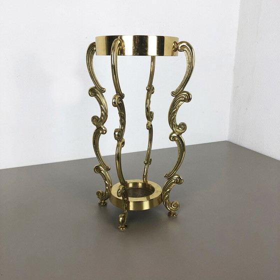Image 1 of Vintage solid brass umbrella stand Hollywood Regency Italy 1970s