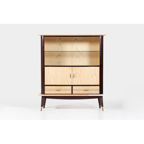 Image 1 of Vintage mahogany and ash sideboard with bar cabinet, France 1950