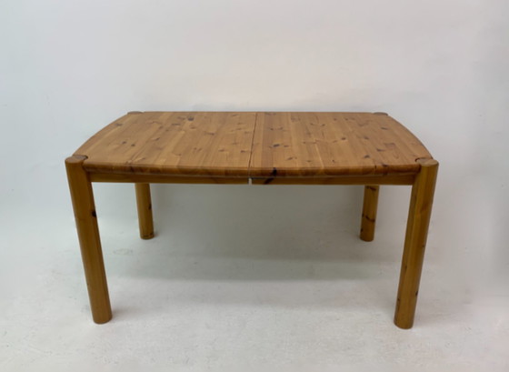 Image 1 of table de salle à manger extensible en pin, années 1970