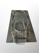 Mesa de centro especial con bases cromadas y tablero de cristal ahumado marrón