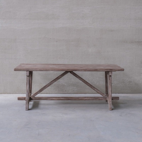 Image 1 of Vintage stained pine console table, Belgium 1920s