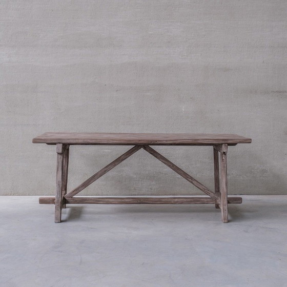 Image 1 of Vintage stained pine console table, Belgium 1920s