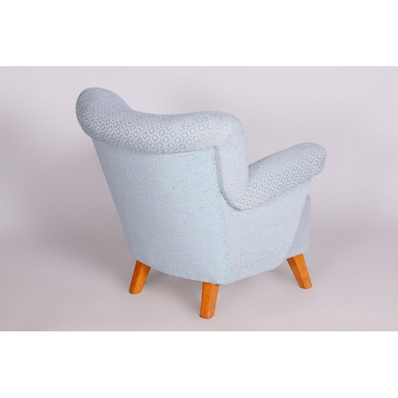 Image 1 of Poltrona Art Déco vintage in tessuto azzurro e rovere, Cecoslovacchia 1930