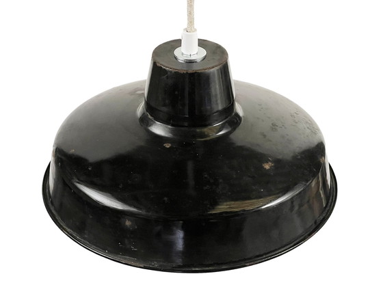 Image 1 of Enameled Industrial Pendant Light. France 1950S