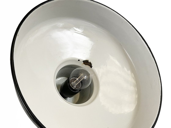 Image 1 of Enameled Industrial Pendant Light. France 1950S