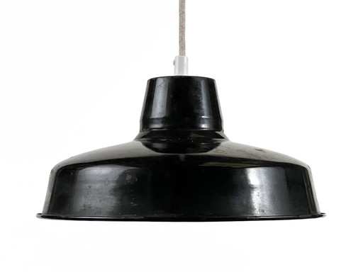 Enameled Industrial Pendant Light. France 1950S