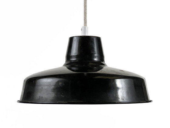 Image 1 of Enameled Industrial Pendant Light. France 1950S