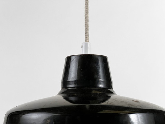 Image 1 of Enameled Industrial Pendant Light. France 1950S