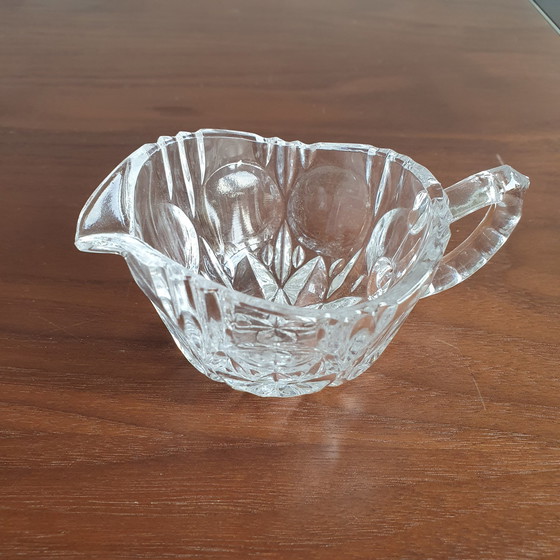 Image 1 of  Sugar Bowl And Milk Jug On Glass Crystal Plateau