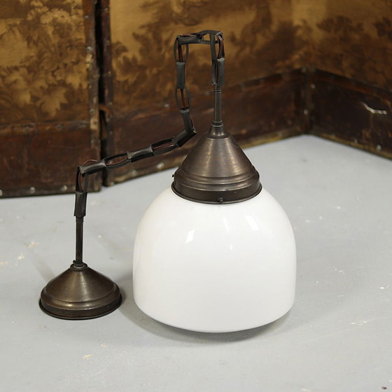 Image 1 of Art Deco Opaline Pendant Lamp