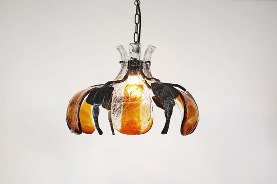 Image 1 of 1x Rough and glass Iron Brutalist Chandelier