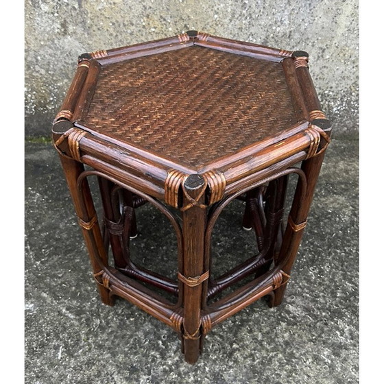 Image 1 of Tavolini impilabili vintage in bambù e rattan, 1980