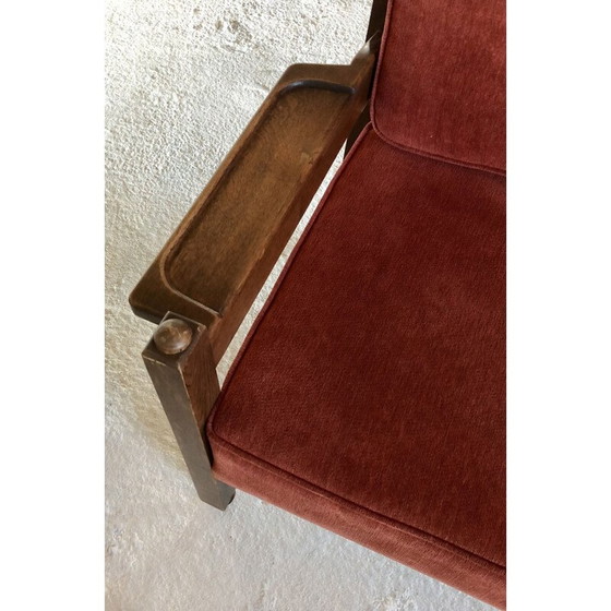 Image 1 of Vintage oak corner sofa by Robert Guillerme et Chambron, France 1960