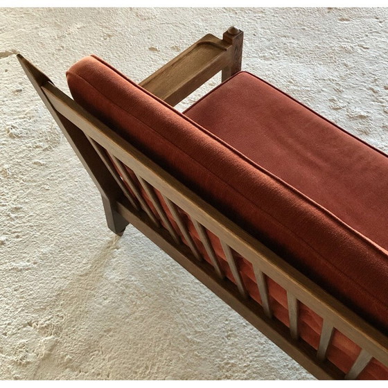 Image 1 of Vintage oak corner sofa by Robert Guillerme et Chambron, France 1960