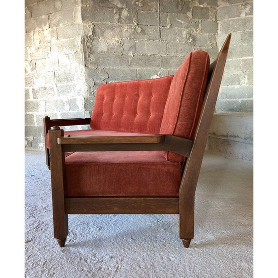 Image 1 of Vintage oak corner sofa by Robert Guillerme et Chambron, France 1960