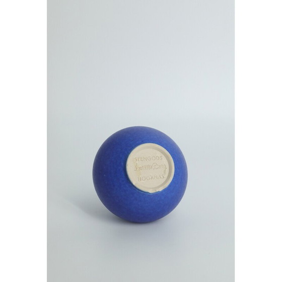 Image 1 of Vintage collectible cobalt stoneware vase by Gunnar Borg for Höganäs Ceramics, Sweden 1960