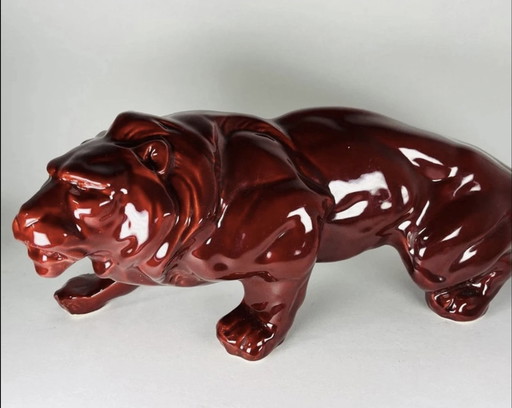 Lioness Sculpture 1930 Art Deco Ceramic