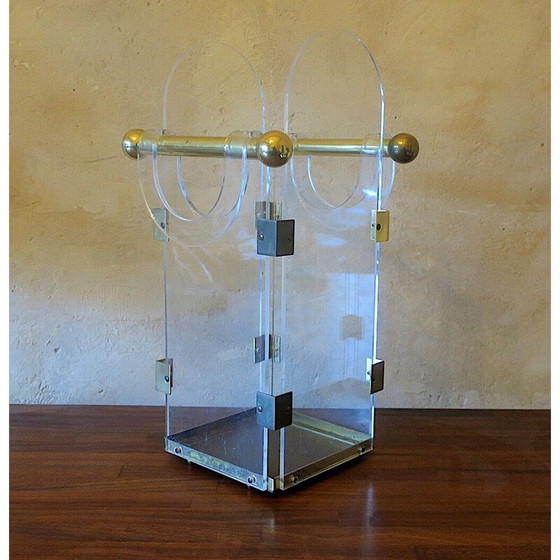Image 1 of Vintage brass and acrylic umbrella stand, 1960