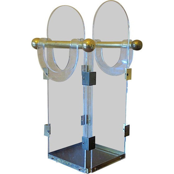 Image 1 of Vintage brass and acrylic umbrella stand, 1960