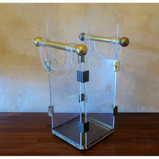 Image 1 of Vintage brass and acrylic umbrella stand, 1960