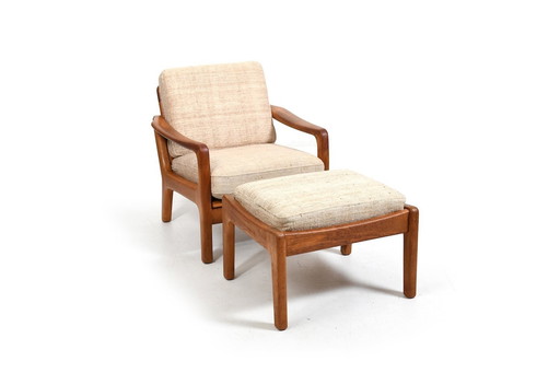 JK Denmark lounge chair and ottoman - solid teak