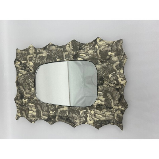 Image 1 of Specchio vintage con decoro in collage di carta, 1980