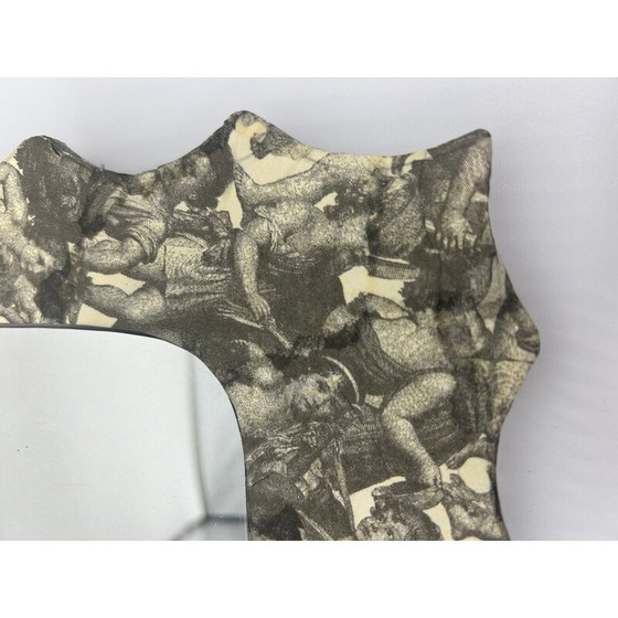 Image 1 of Specchio vintage con decoro in collage di carta, 1980