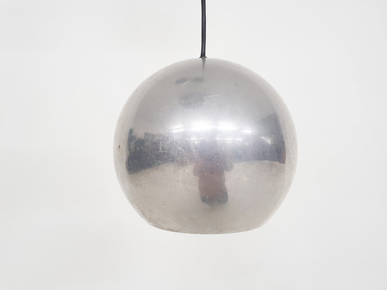 Image 1 of Set of three metal globes light, The Netherlands 1960's