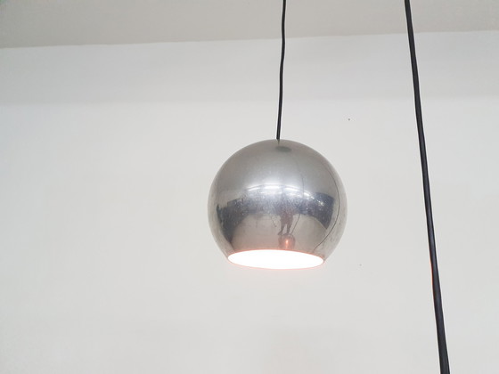 Image 1 of Set of three metal globes light, The Netherlands 1960's