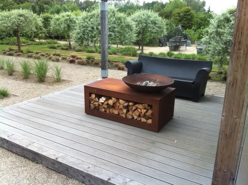 Outdoor fireplace corten steel