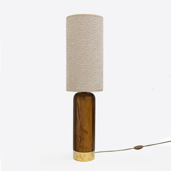 Image 1 of Pair Of Mid-Century Modern Style Italian Wood And Brass Table Lamps