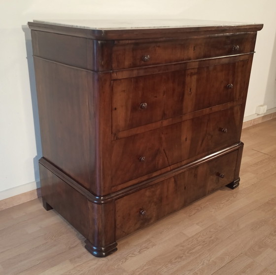 Image 1 of Italian Four Drawer Chest Of Drawers In Late 19Th Century Walnut